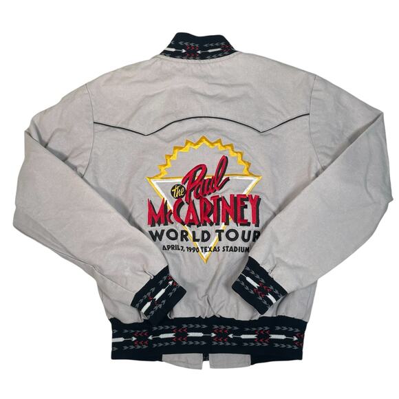 Vintage RARE Paul McCartney 1990 World Tour Gray Full Zip Bomber Jacket - Picture 10 of 11